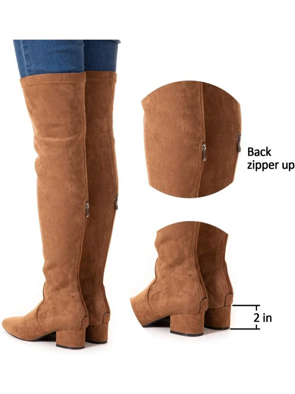 Women's Brown Suede Pointed Toe Flat Comfort Over the Knee Thigh High Boot
